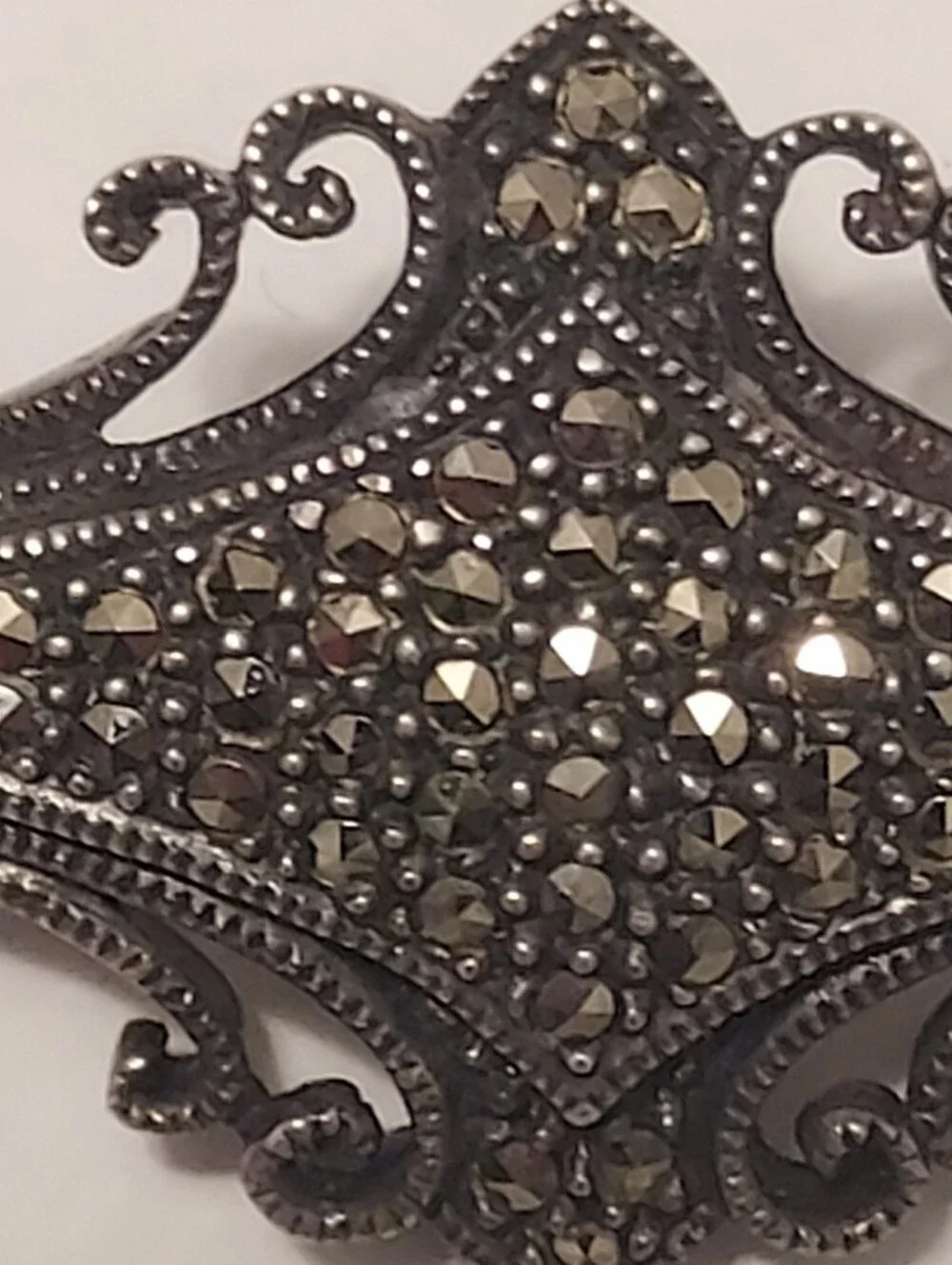 Vintage Sterling Silver - JUDITH JACK Signed Designer Marcasite Brooch Pin 925